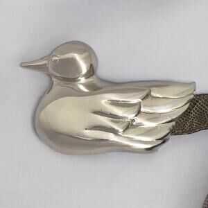 Kieselstein-Cord Silver Duck Lizard Belt Cece for Calderon 1983 Sterling 28-34”